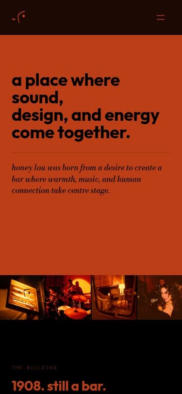 Honey Lou website, mobile view