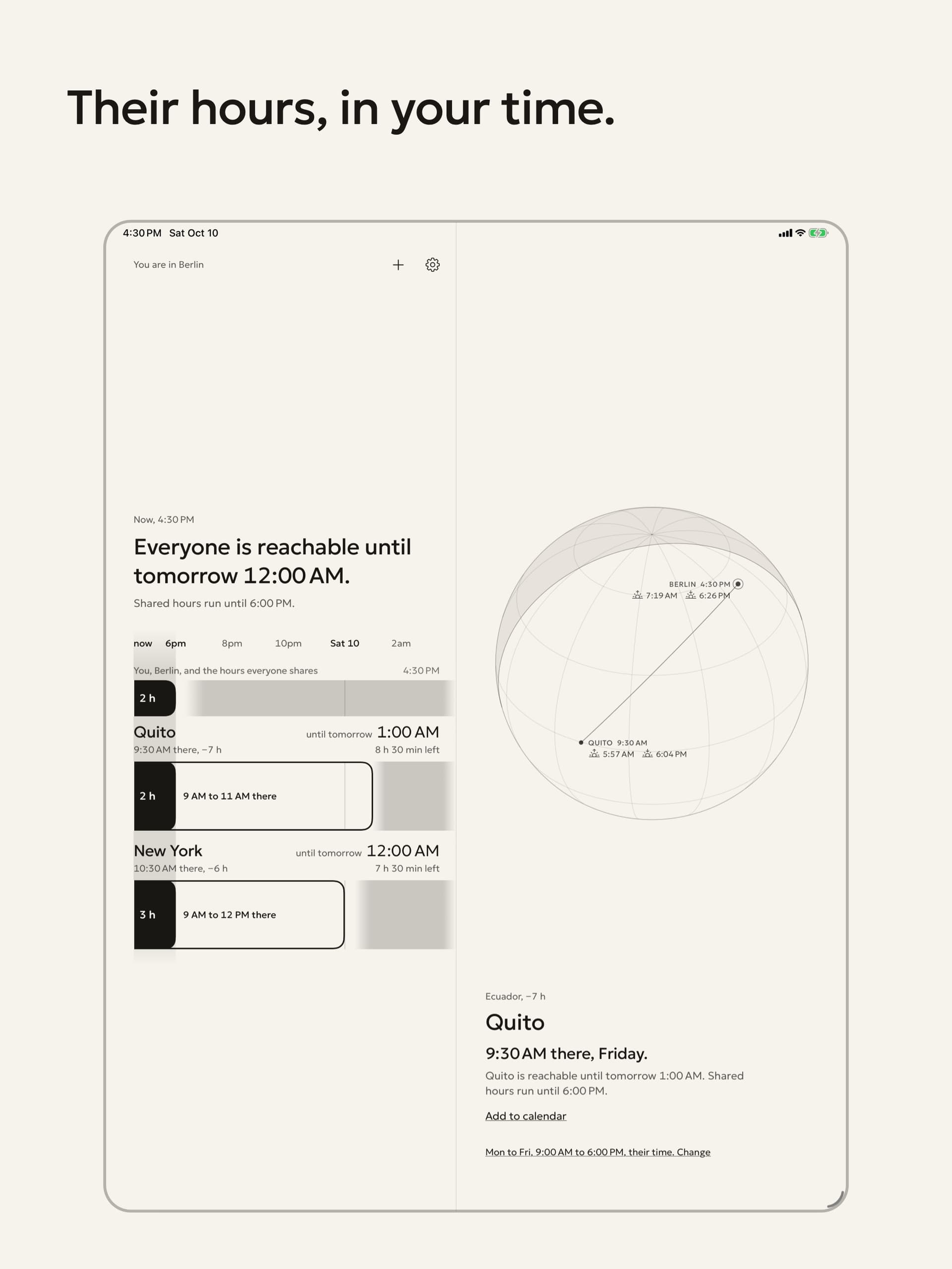 Hours Away auf dem iPad: der Startbildschirm.