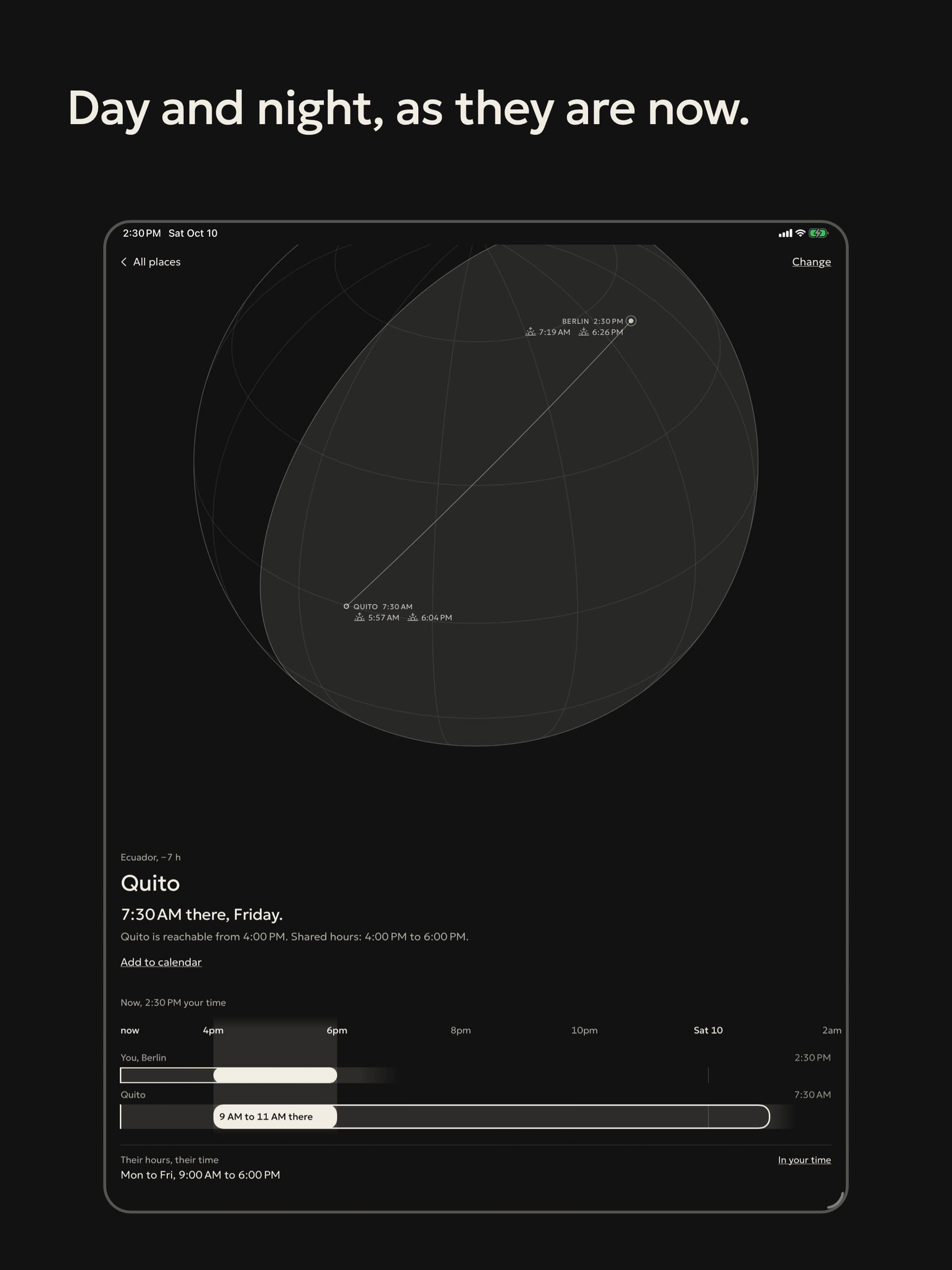 Hours Away auf dem iPad: der Globus.