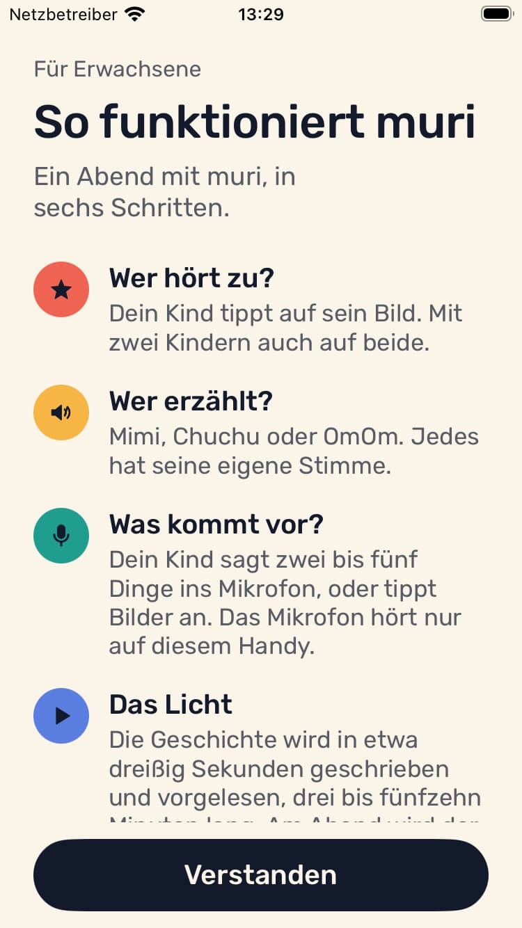 Für Eltern: wie muri arbeitet und was das Telefon verlässt.