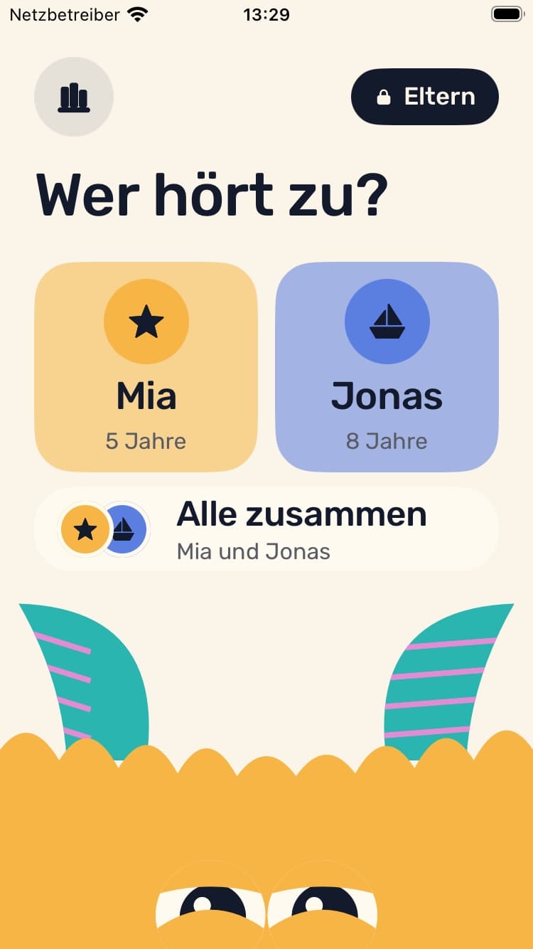 Wer hört zu: das Kind wählt, wer in der Geschichte vorkommt.